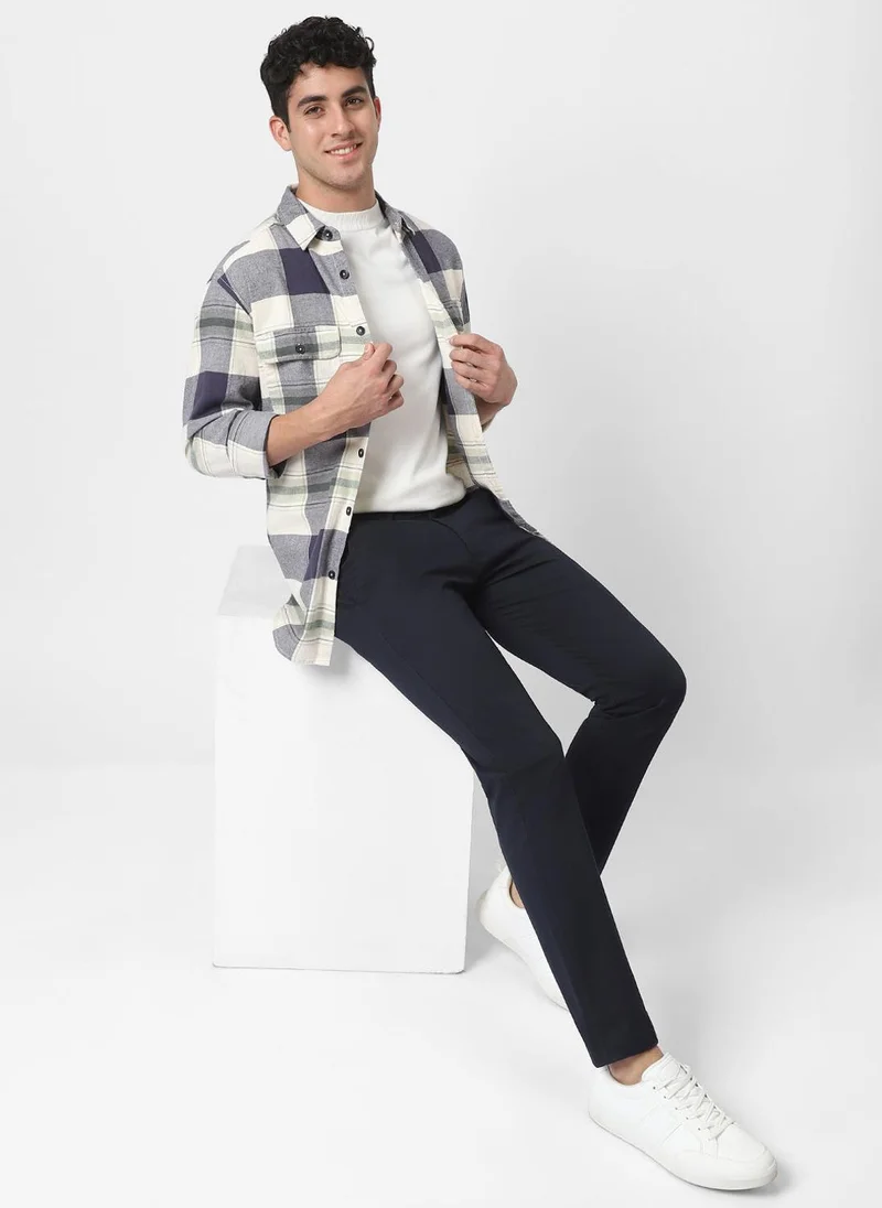 Urbano Fashion  Urbano Fashion Men's Navy Blue Cotton Slim Fit Casual Chinos Trousers Stretch for Men | Best Price UAE